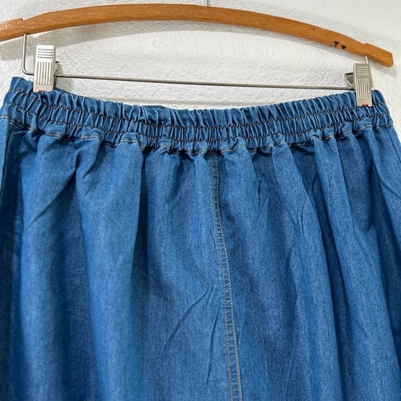 RD+koko A Line Mide Skirt Denim Blue Wrap Skirt - Picture 11 of 16